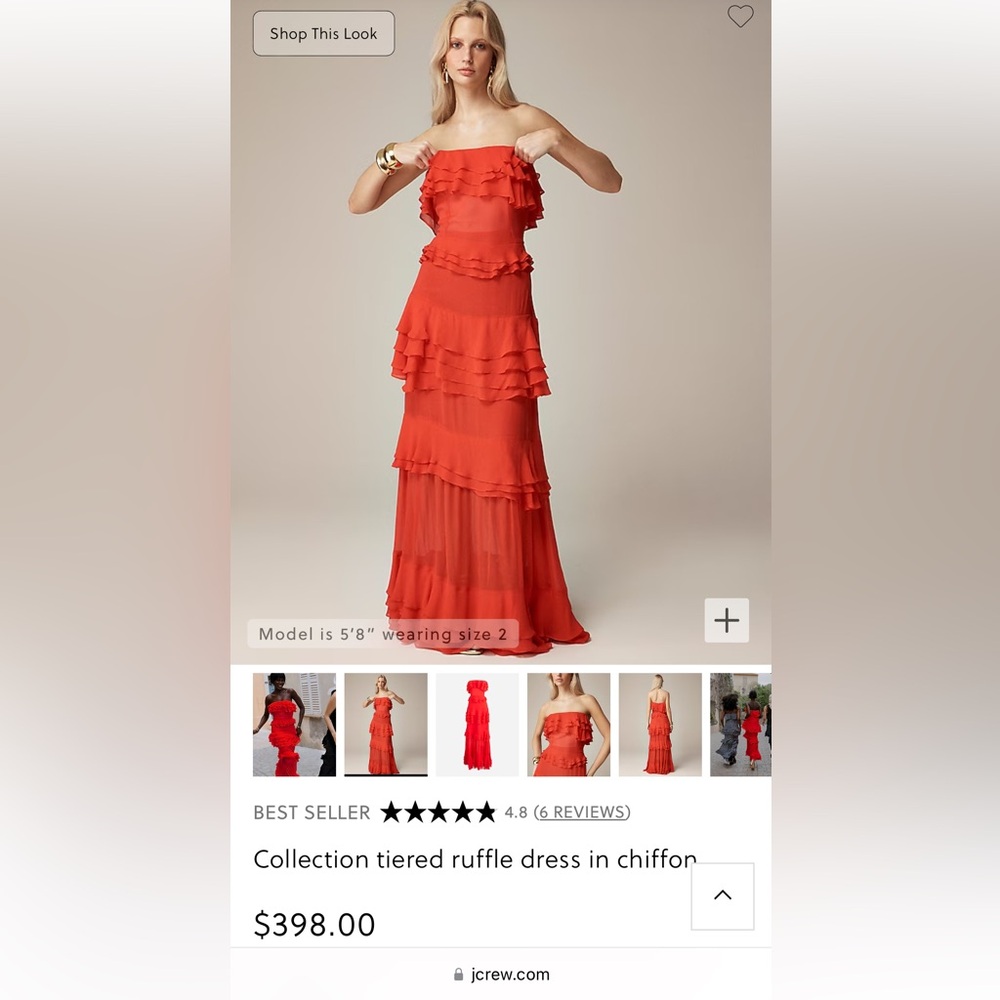 Jcrew- Size 00 Red Ruffle Dress. Worn Once. Great condition